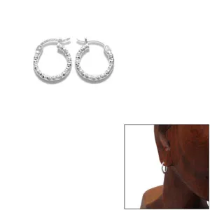 Sterling Silver Cute Thin 13mm Diamond Cut Hoop Earrings