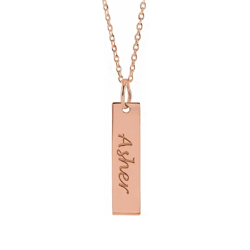 Sterling Silver Engravable Bar Necklace