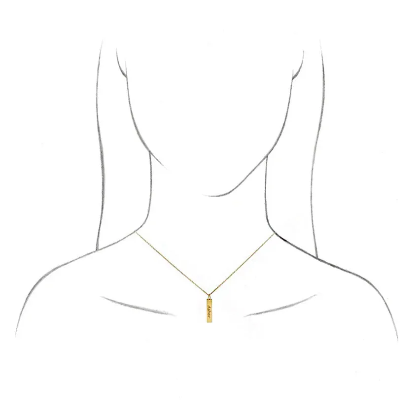 Sterling Silver Engravable Bar Necklace