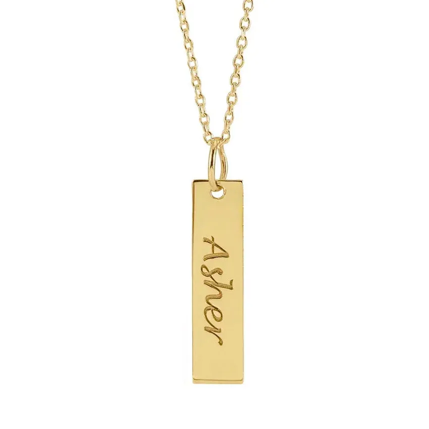 Sterling Silver Engravable Bar Necklace