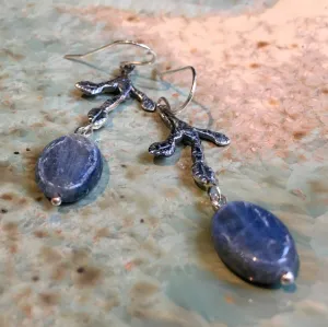 Sterling Silver Leaf Kyanite Earrings - Reach.