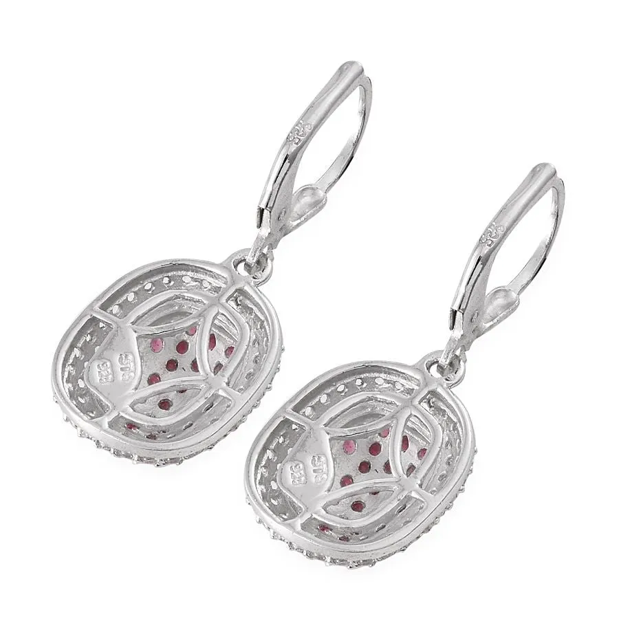 Sterling Silver Mahenge Rose Spinel & White Topaz Lever Back Earrings