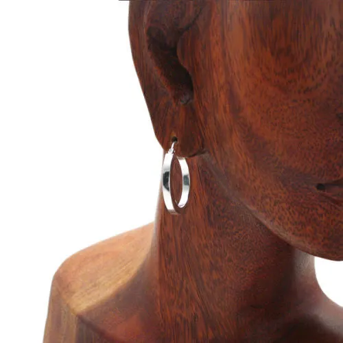 Sterling Silver Squared Flat 3mm Hoop Earrings. Available in 2 Sizes