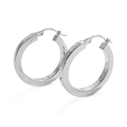 Sterling Silver Squared Flat 3mm Hoop Earrings. Available in 2 Sizes