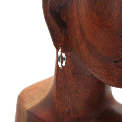 Sterling Silver Squared Flat 3mm Hoop Earrings. Available in 2 Sizes