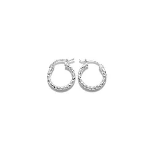 Sterling Silver Thin Diamond Cut Hoop Earrings. Available in 6 Sizes.