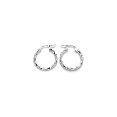 Sterling Silver Thin Faceted Hoop Earrings. Available in 7 Sizes