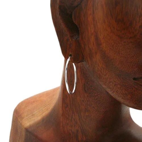 Sterling Silver Thin Oval Hoop Earrings. Available in 2 Sizes.