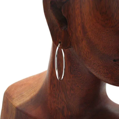 Sterling Silver Thin Oval Hoop Earrings. Available in 2 Sizes.
