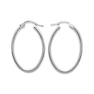 Sterling Silver Thin Oval Hoop Earrings. Available in 2 Sizes.