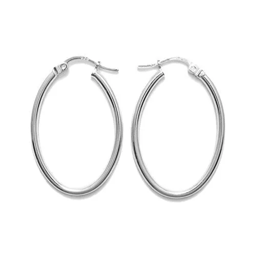 Sterling Silver Thin Oval Hoop Earrings. Available in 2 Sizes.