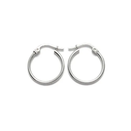 Sterling Silver Thin Plain Polished Hoop Earrings 14mm