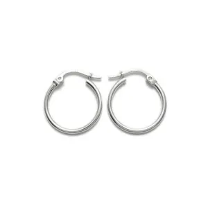 Sterling Silver Thin Plain Polished Hoop Earrings 14mm