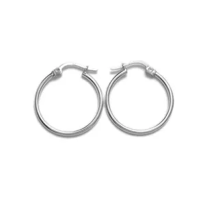 Sterling Silver Thin Plain Polished Hoop Earrings 20mm