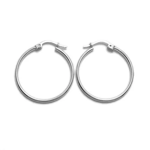 Sterling Silver Thin Plain Polished Hoop Earrings 36mm