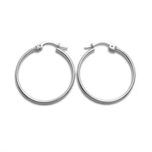 Sterling Silver Thin Plain Polished Hoop Earrings 36mm