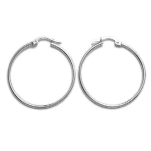 Sterling Silver Thin Plain Polished Hoop Earrings 40mm