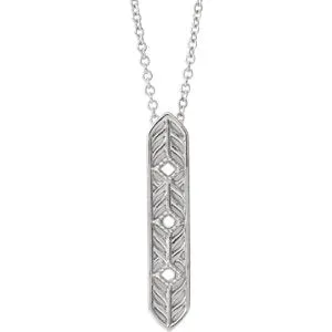 Sterling Silver Vintage-Inspired Vertical Bar 16" Necklace