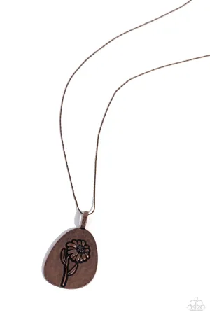 Sunflower Shift - Copper - Sunflower Pendant Paparazzi Long Necklace