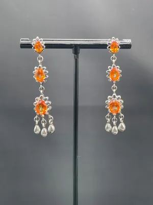Sunset Orange Mystic Topaz Sterling Silver Dangle Earrings