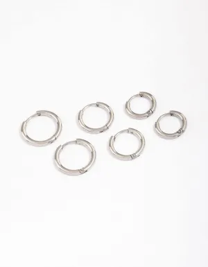 Surgical Steel Thin Classic Hoop Earrings Pack