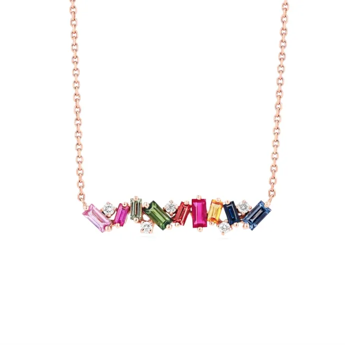 Suzanne Kalan Rainbow Sapphire Fireworks Bar Necklace