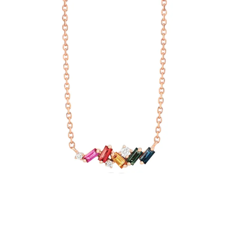 Suzanne Kalan Rainbow Sapphire Mini Bar Necklace