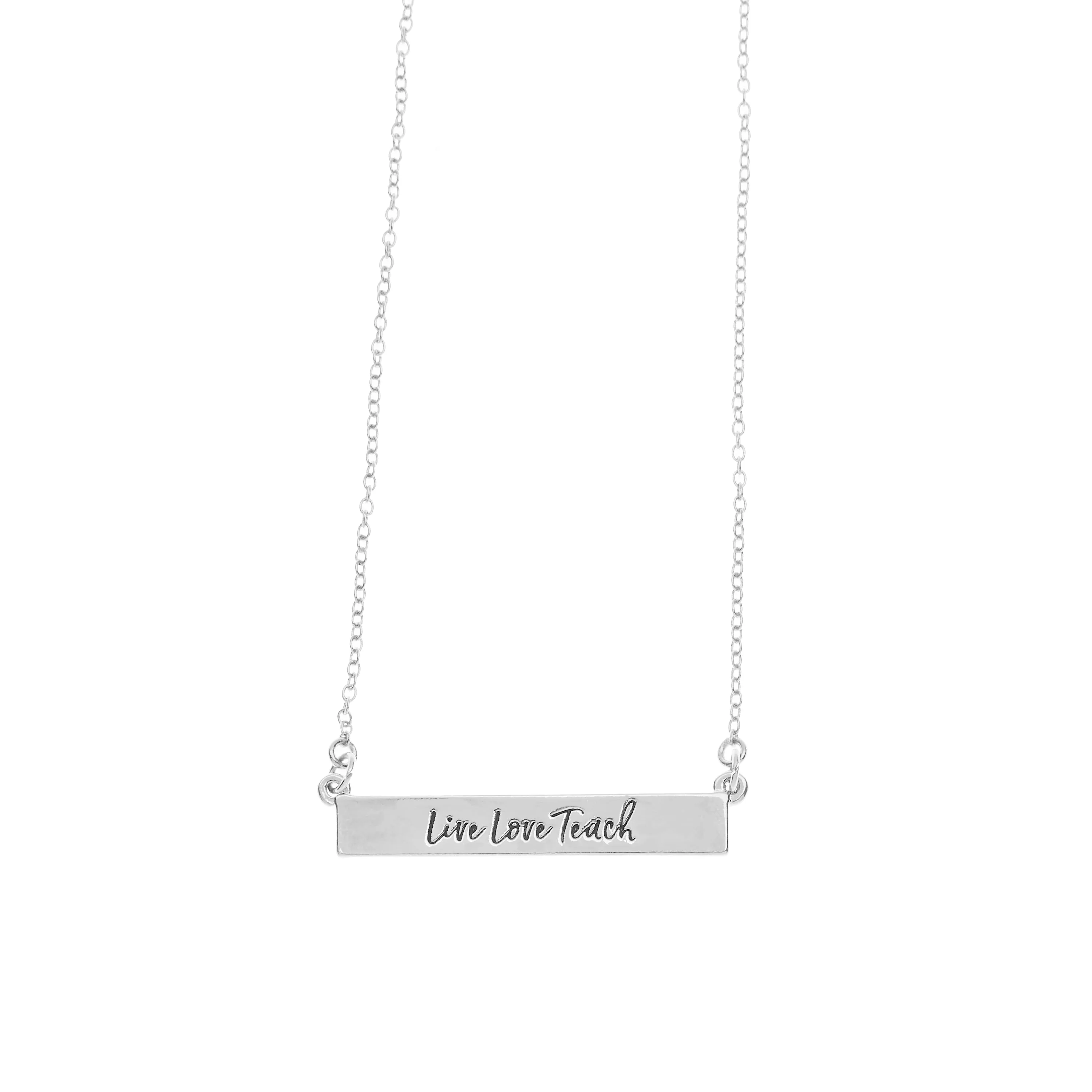 Teacher Bar Necklace in Silver