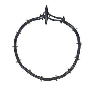 TenThousandThings 18k/SS Studded Double Black Chain Bracelet