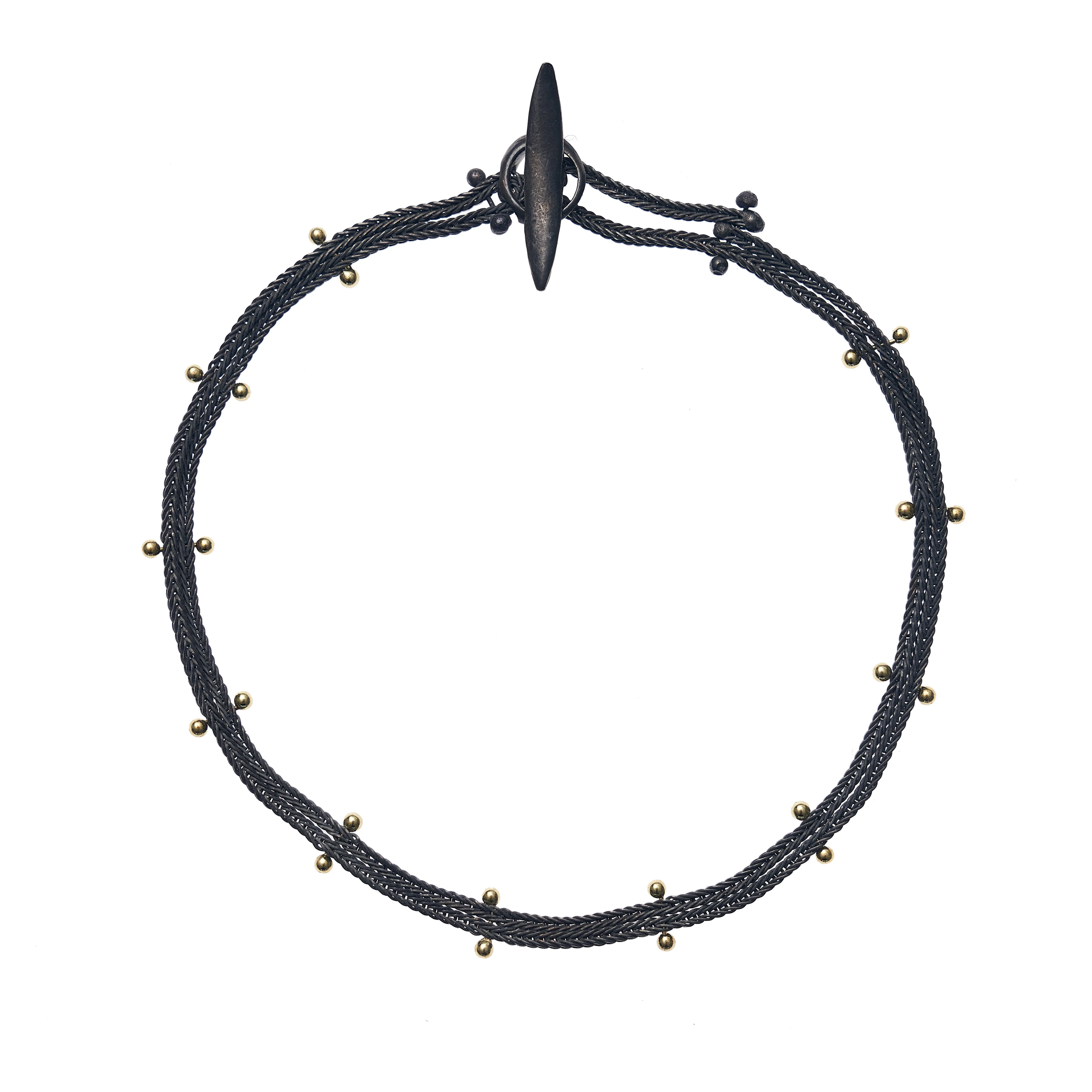 TenThousandThings 18k/SS Studded Double Black Chain Bracelet