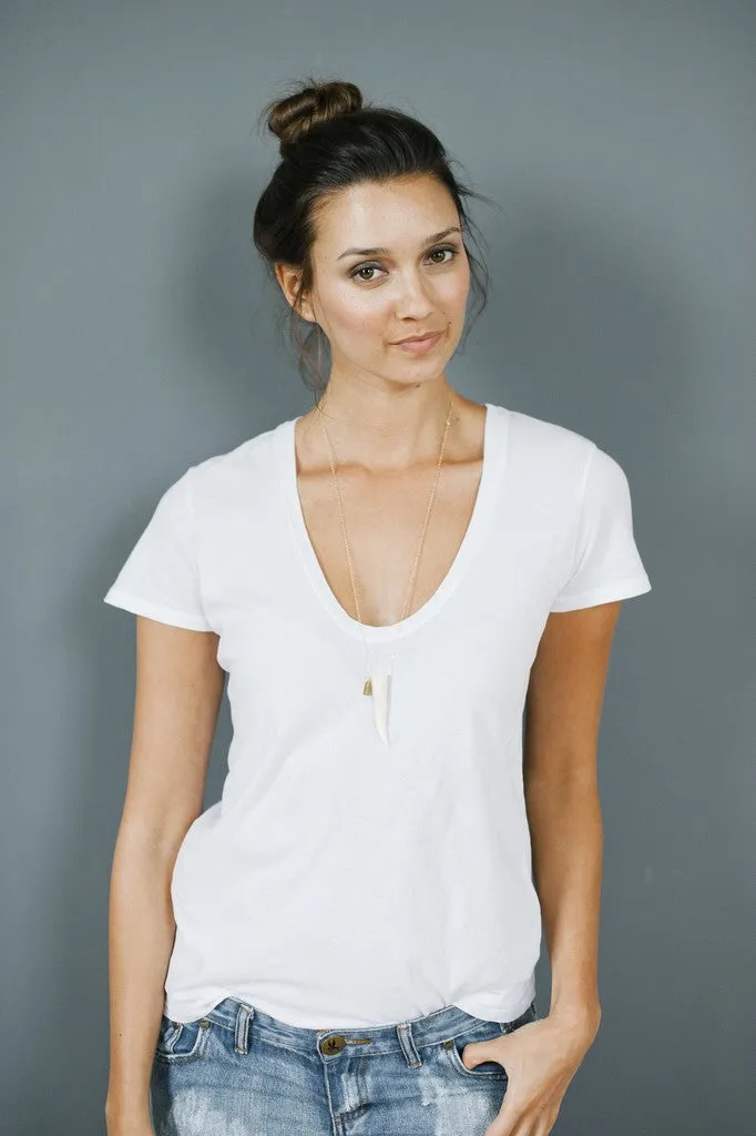 Tess   Tricia Classic Unembellished Antler Tip Necklace with Tassel