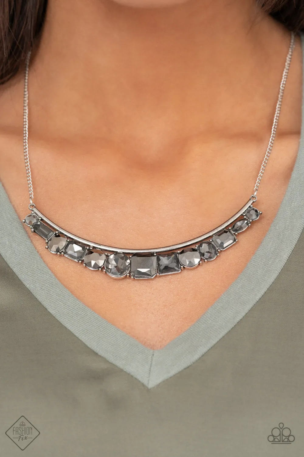 The Only SMOKE-SHOW in Town - Silver (Hematite) Necklace (MM-0422)