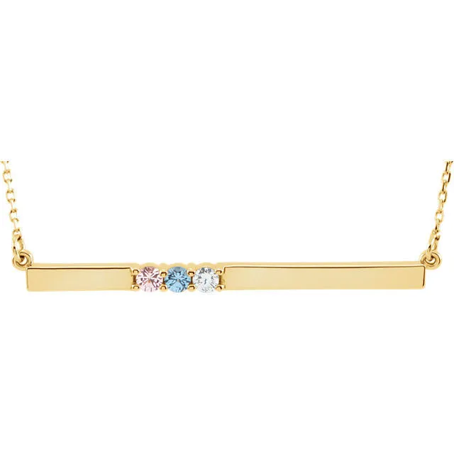 Thin Bar Family Birthstone Necklace - Engravable
