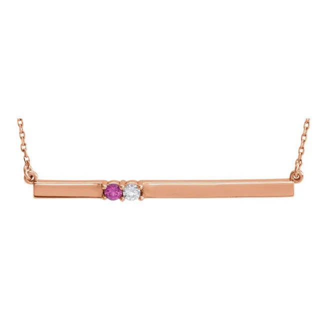 Thin Bar Family Birthstone Necklace - Engravable