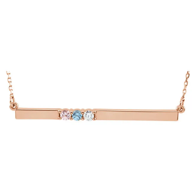 Thin Bar Family Birthstone Necklace - Engravable