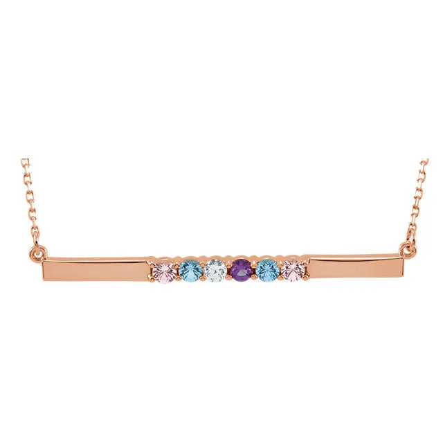 Thin Bar Family Birthstone Necklace - Engravable