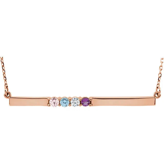 Thin Bar Family Birthstone Necklace - Engravable
