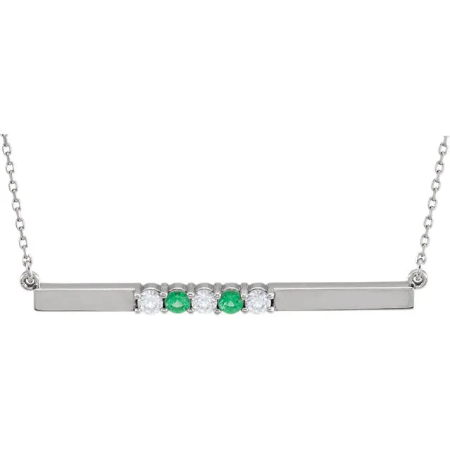 Thin Bar Family Birthstone Necklace - Engravable