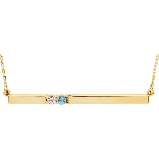 Thin Bar Family Birthstone Necklace - Engravable