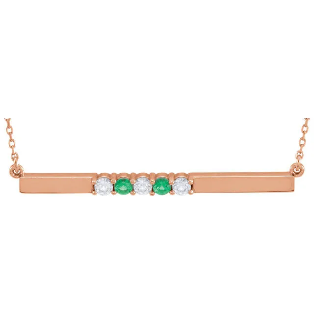 Thin Bar Family Birthstone Necklace - Engravable