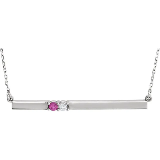 Thin Bar Family Birthstone Necklace - Engravable