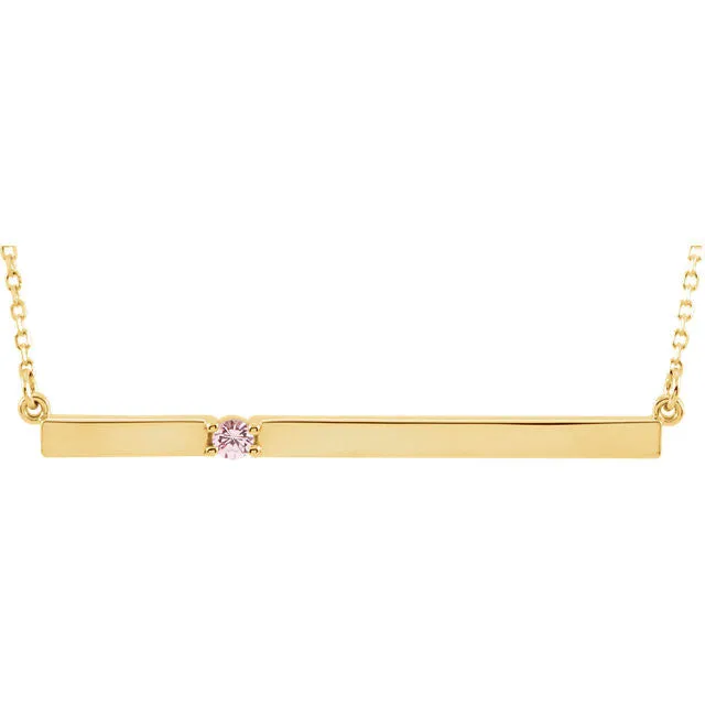 Thin Bar Family Birthstone Necklace - Engravable
