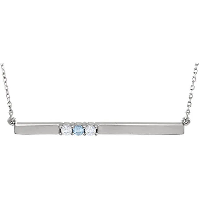 Thin Bar Family Birthstone Necklace - Engravable