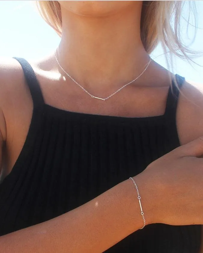 Thin Bar Necklace - Sterling Silver