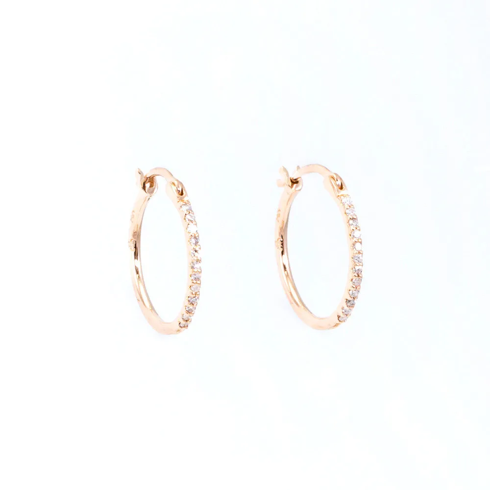 Thin Diamond Front Hoop Earrings