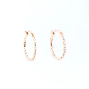 Thin Diamond Front Hoop Earrings