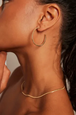 Thin Textured Gold EOL Hoop Earrings