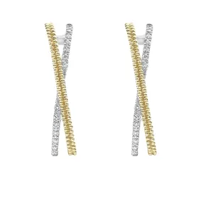 Thin Two-Tone Caviar X Diamond Hoop