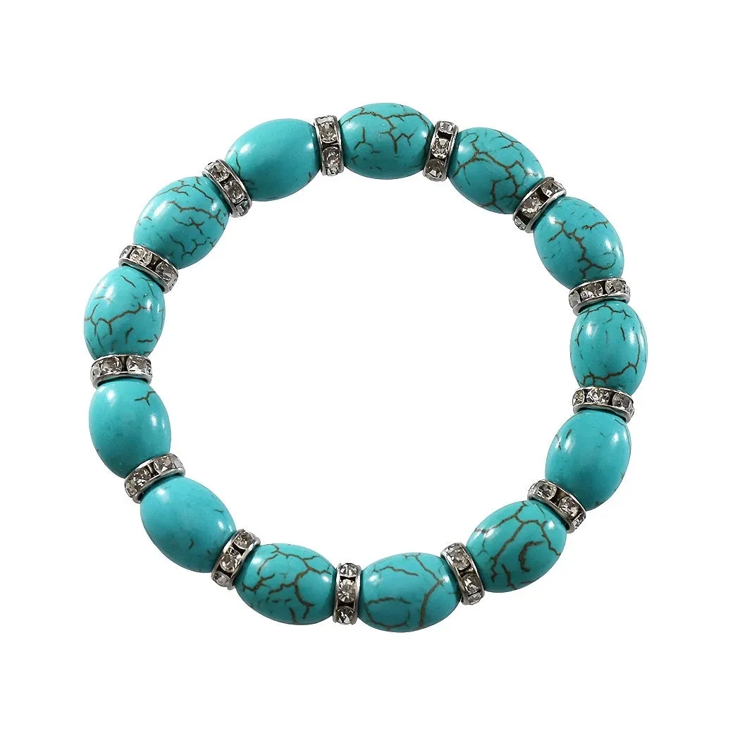 Tibet Vintage Big Green Stone Turquoises Bracelet Women Men Bohemian Gypsy Turkish Tribe Indian Ethnic Bracelets Bangles Jewelry