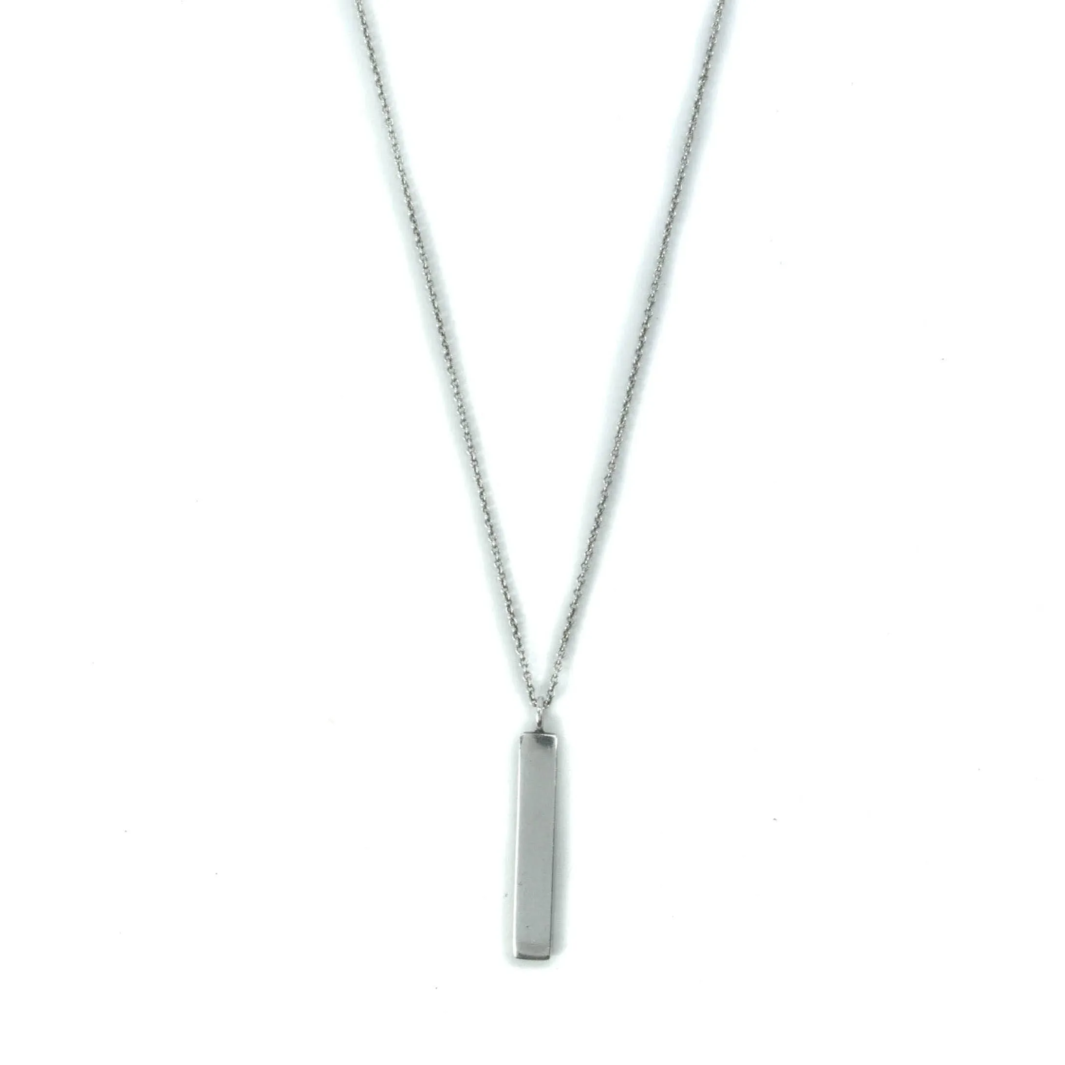 Tiffany & Co Notes Sterling Silver Bar With Diamond Pendant Necklace - 16"